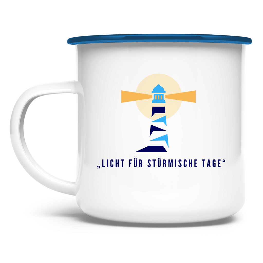 „Licht für stürmische Tage" / Emaille-Tasse