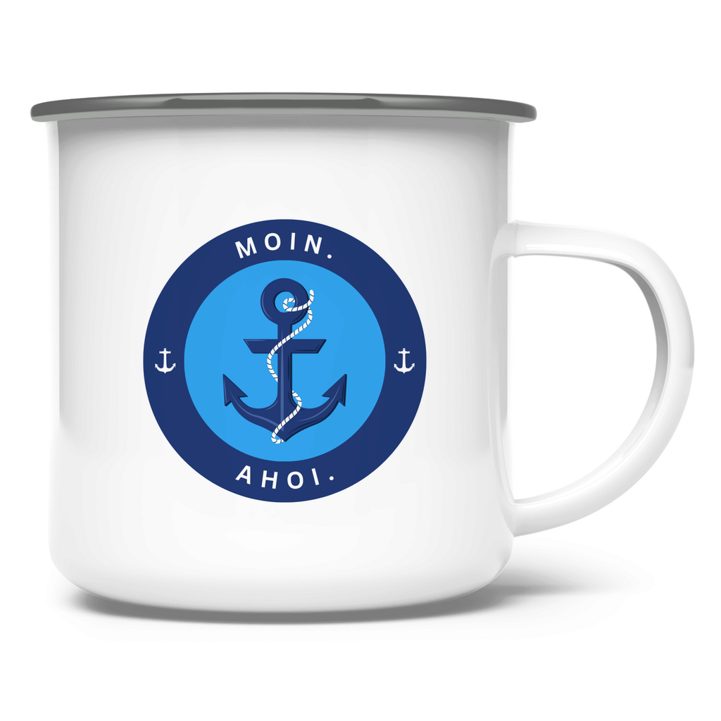 Moin. Ahoi. / Emaille-Tasse