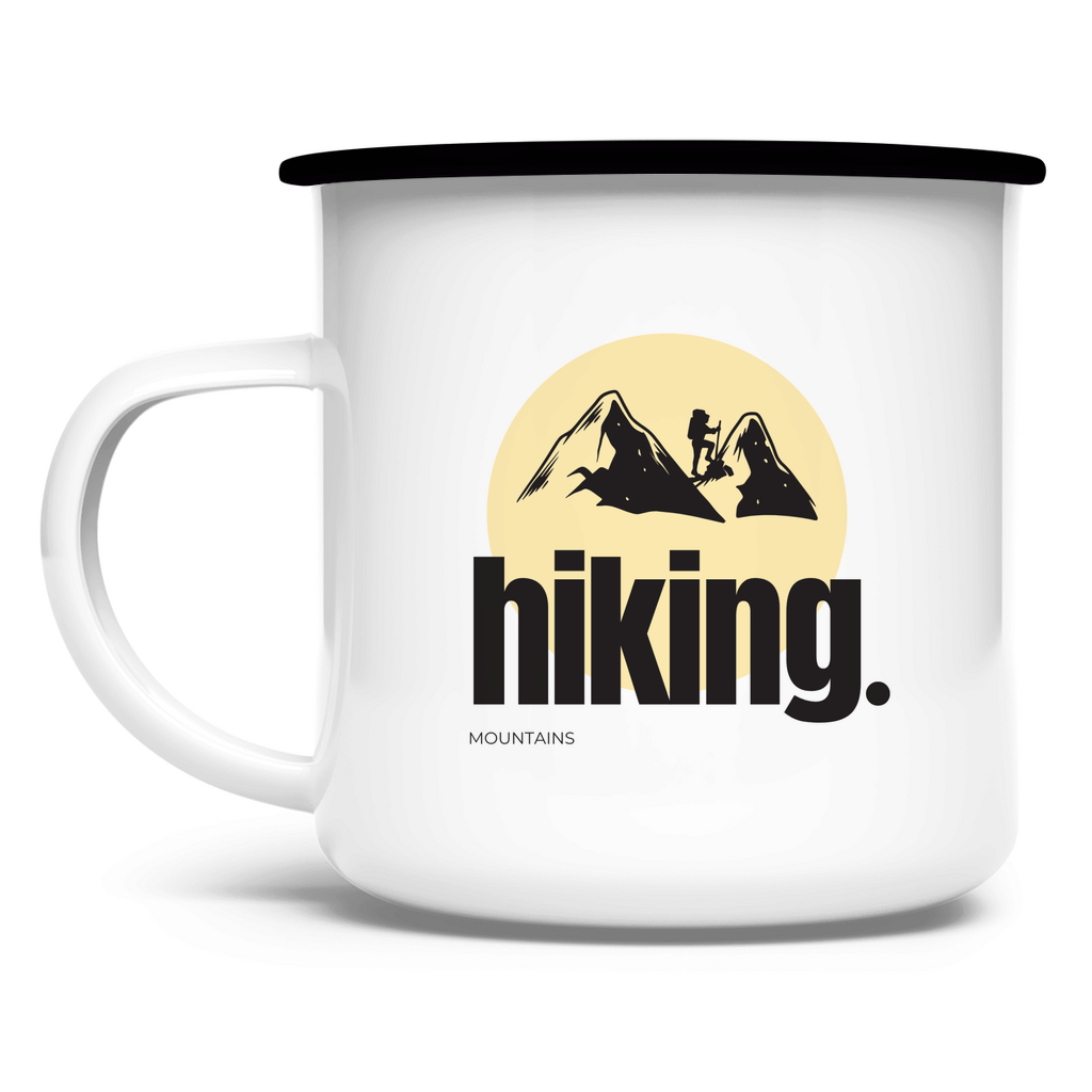 Hiking mountains / Emaille-Tasse