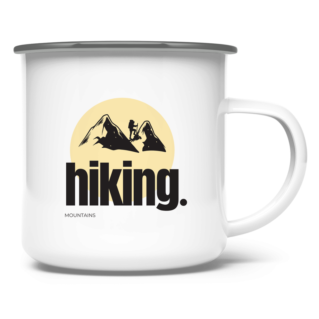 Hiking mountains / Emaille-Tasse