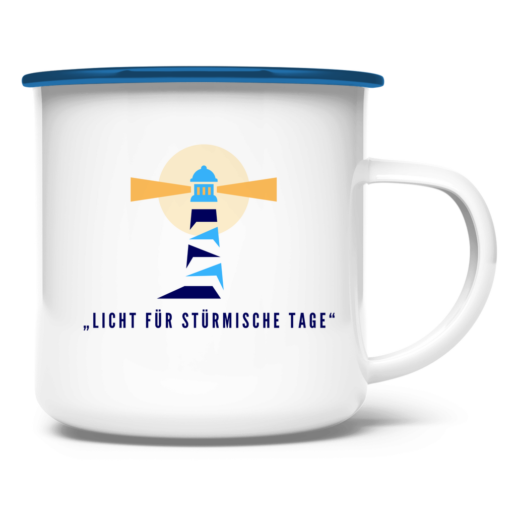 „Licht für stürmische Tage" / Emaille-Tasse
