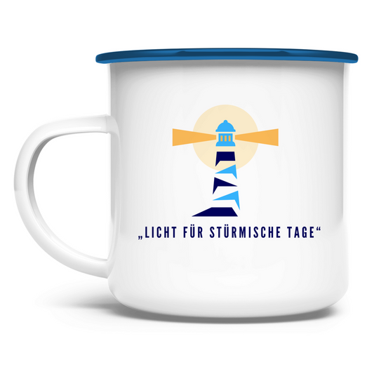 „Licht für stürmische Tage" / Emaille-Tasse